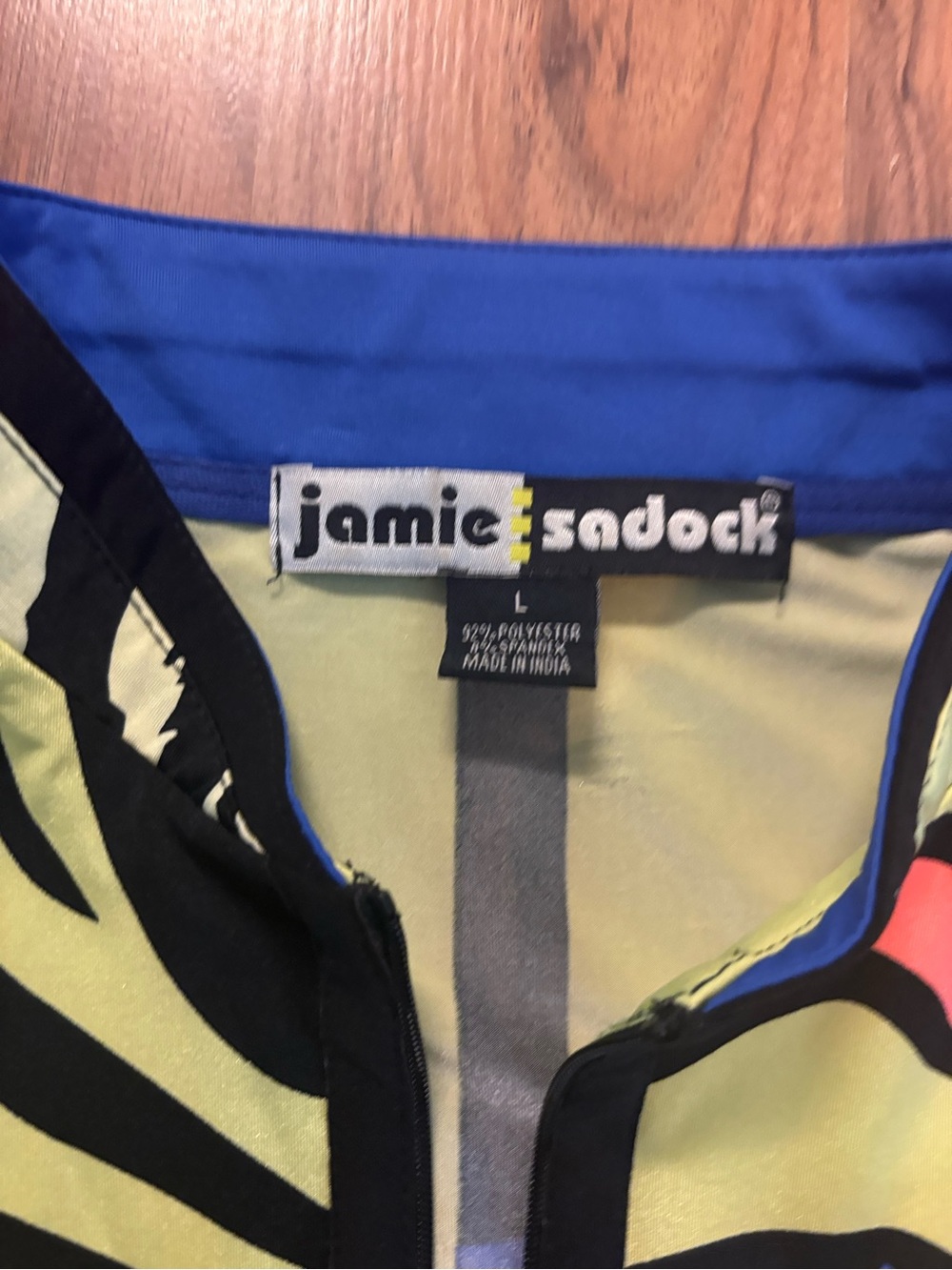 Jamie Sadock Bold Animal Print Quarter-Zip Golf Top - Yellow/Black/Blue - Picture 2 of 2